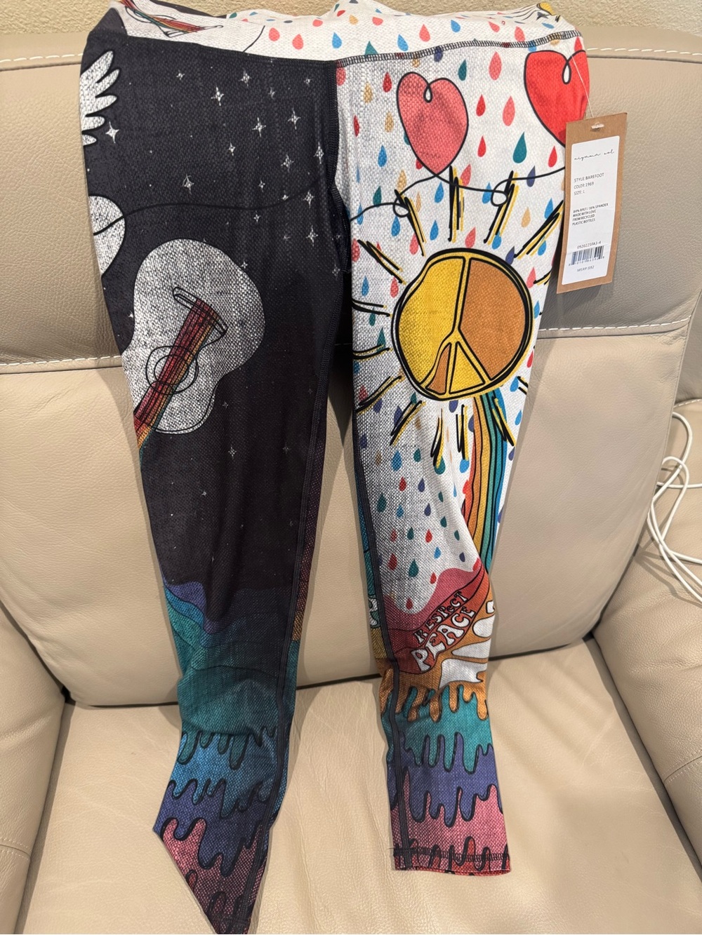 NEW Niyama Sol 1969 Multicolor Peace Sun & Guitar Leggings